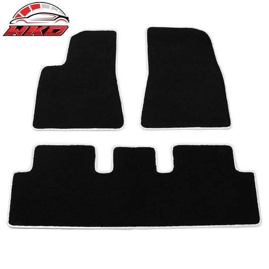 Wholesale 17-23 Tesla Model 3 Floor Mats Black Nylon Carpet Liner Guard w/ White Edge