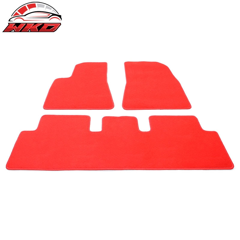 Fits 17-23 Tesla Model 3 Floor Mats Red Nylon 1st 2nd Row Carpets Liner Cover