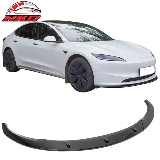 Wholesale 24-26 Tesla Model 3 Gloss Black PP Front Bumper Lip 3PCS - IKON V4 Style - Wikond Auto