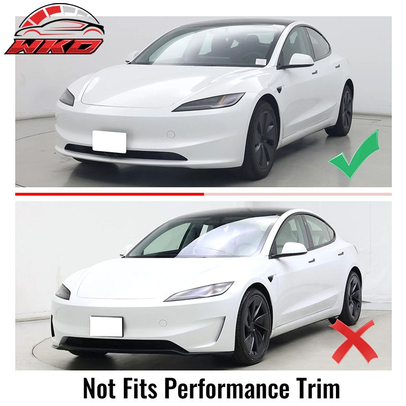 Fits 24-26 Tesla Model 3 Gloss Black PP Front Bumper Lip 3PCS - IKON V4 Style
