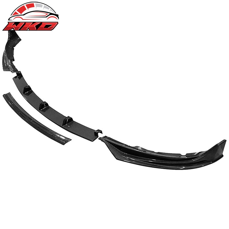 Fits 17-23 Tesla Model 3 IKON Carbon Fiber Print Front Bumper Lip Spoiler 4PCS