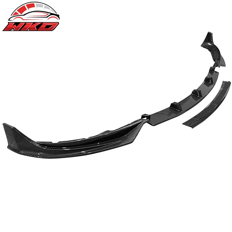 Fits 17-23 Tesla Model 3 IKON Carbon Fiber Print Front Bumper Lip Spoiler 4PCS