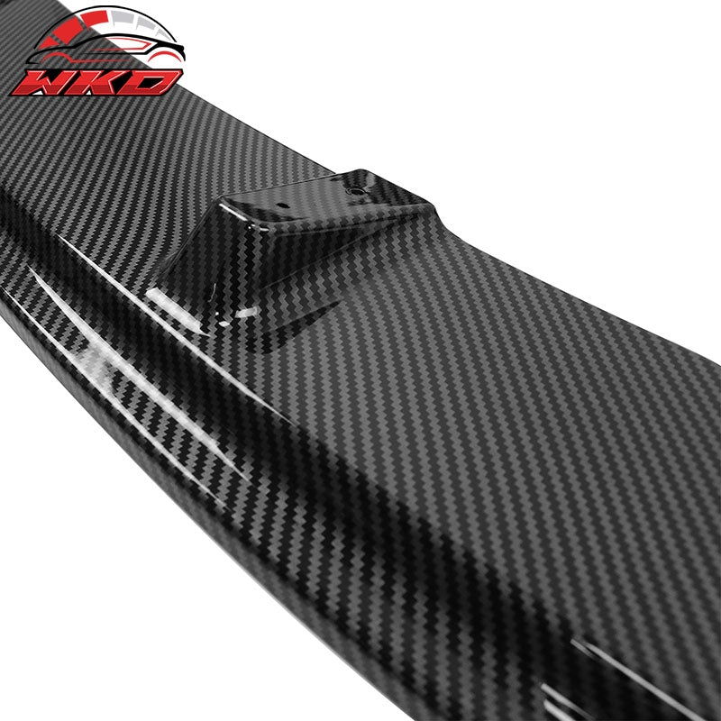 Fits 24-26 Tesla Model 3 3PCS IKON Style Front Bumper Lip Carbon Fiber Print PP
