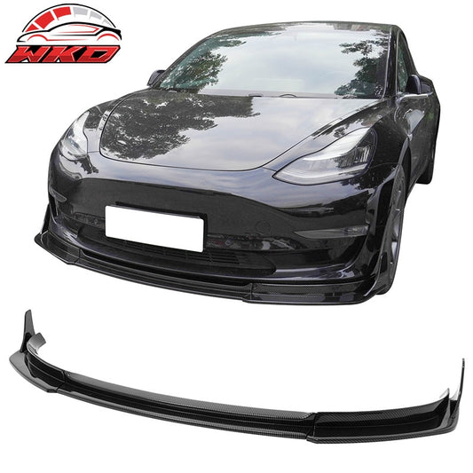 Wholesale 17-23 Tesla Model 3 IKON V4 Carbon Fiber Print Front Lip w/ V1 Winglets ABS - Wikond Auto