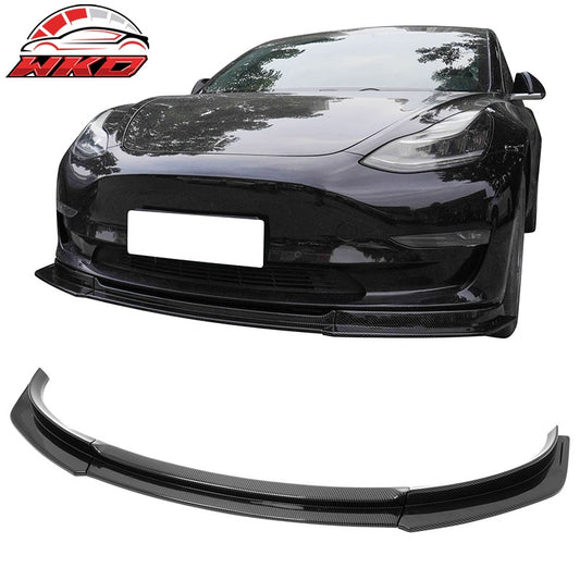 Wholesale 17-23 Tesla Model 3 IKON V4 Front Bumper Lip 3PC Carbon Fiber Print ABS - Wikond Auto