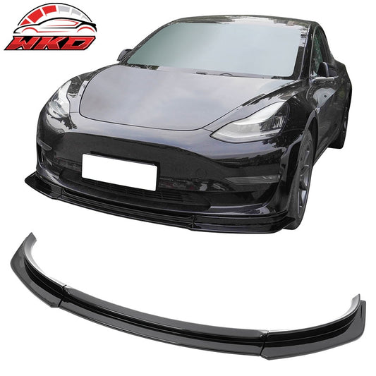Wholesale 17-23 Tesla Model 3 IKON V4 Style 3PCS Front Bumper Lip Gloss Black ABS - Wikond Auto