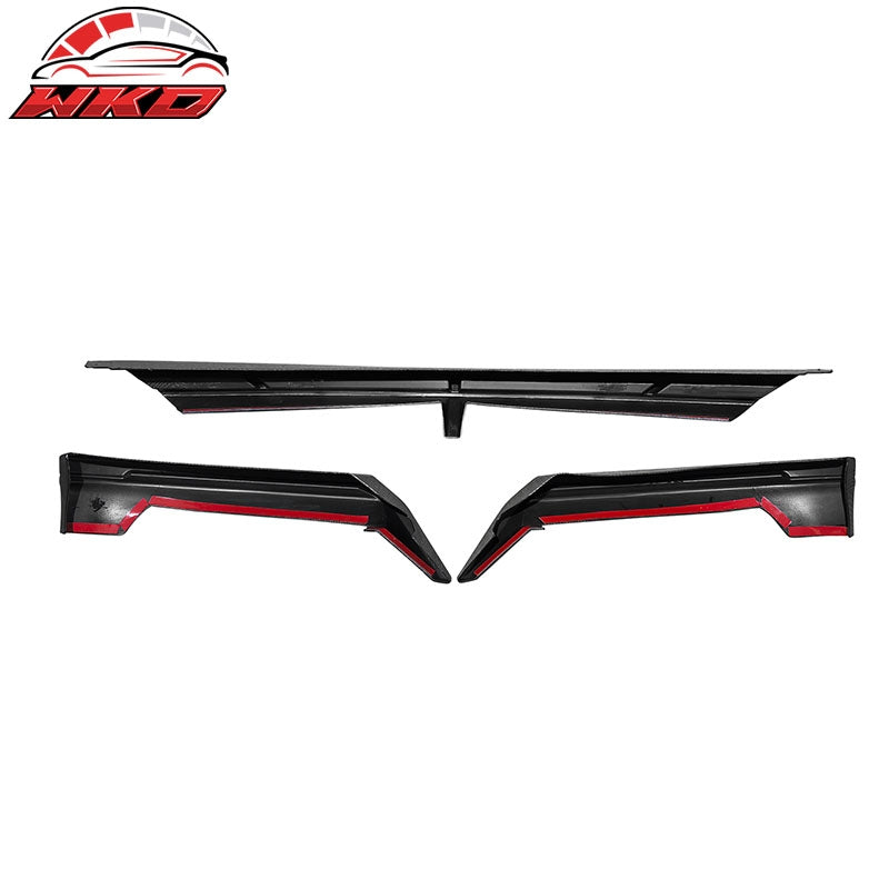 Fits 24-25 Tesla Model 3 IKON2 Style Front Bumper Lip Carbon Fiber Print PP 3PCS