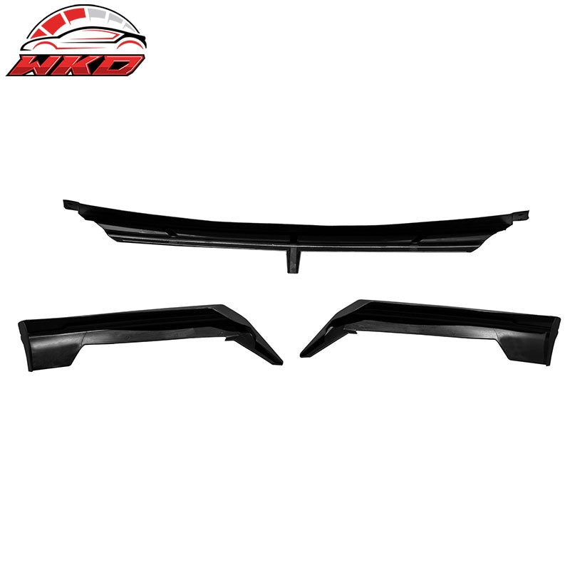 Fits 24-25 Tesla Model 3 IKON2 Style Front Bumper Lip Matte Black PP 3PCS Set