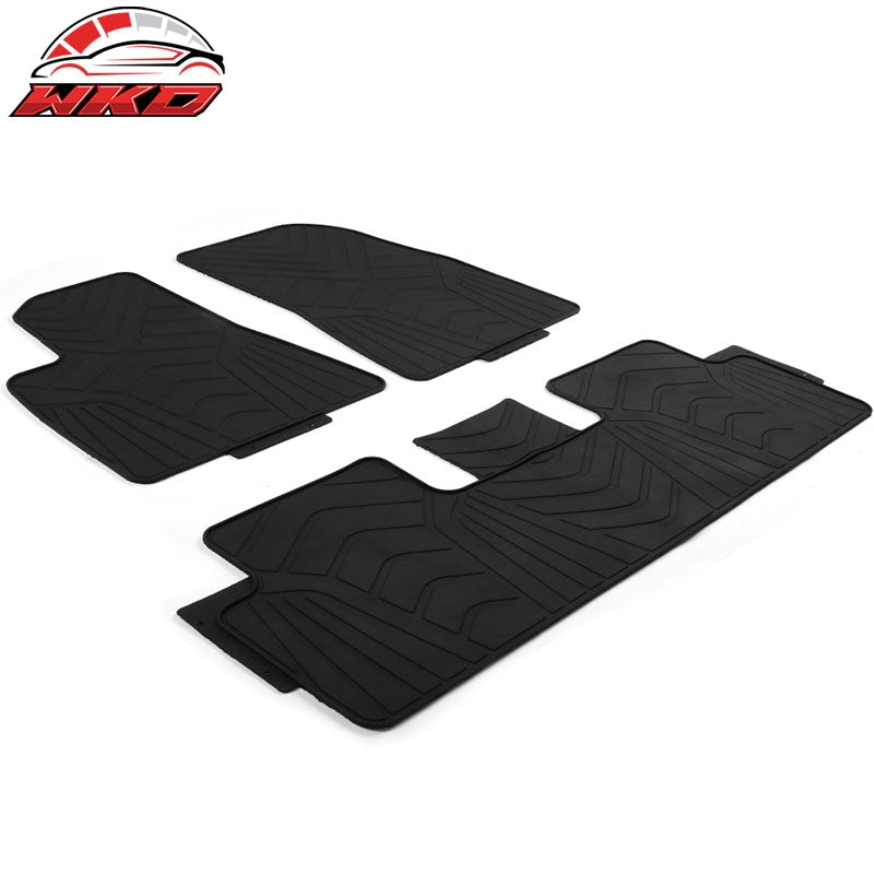 Fits 17-23 Tesla Model 3 Heavy Duty Black Latex Floor Mats Front and Second Row
