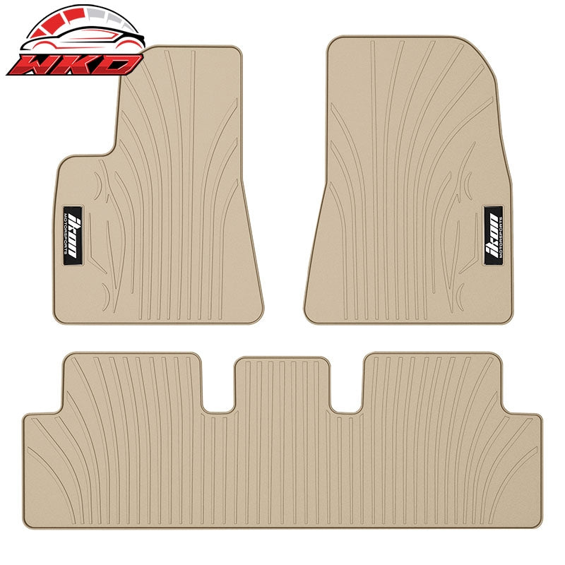 Wholesale 17-23 Tesla Model 3 Floor Mats Beige Latex Carpets Front Rear Liner Guard