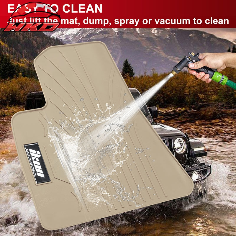 Fits 17-23 Tesla Model 3 Floor Mats Beige Latex Carpets Front Rear Liner Guard