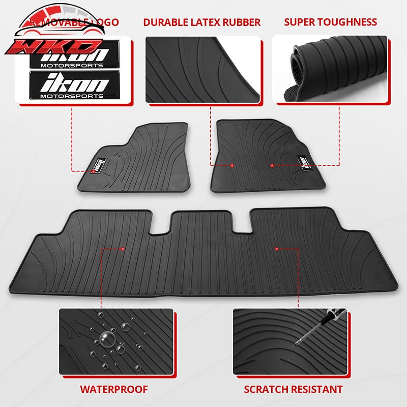 Fits 17-23 Tesla Model 3 Floor Mats Black Latex Carpets Front Rear Liner Guard