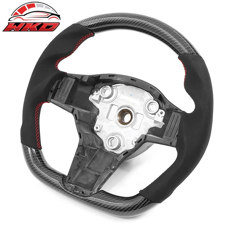Wholesale 17-25 Tesla Model 3 & Y Steering Wheel Alcantara W/Red Stitch Carbon Fiber