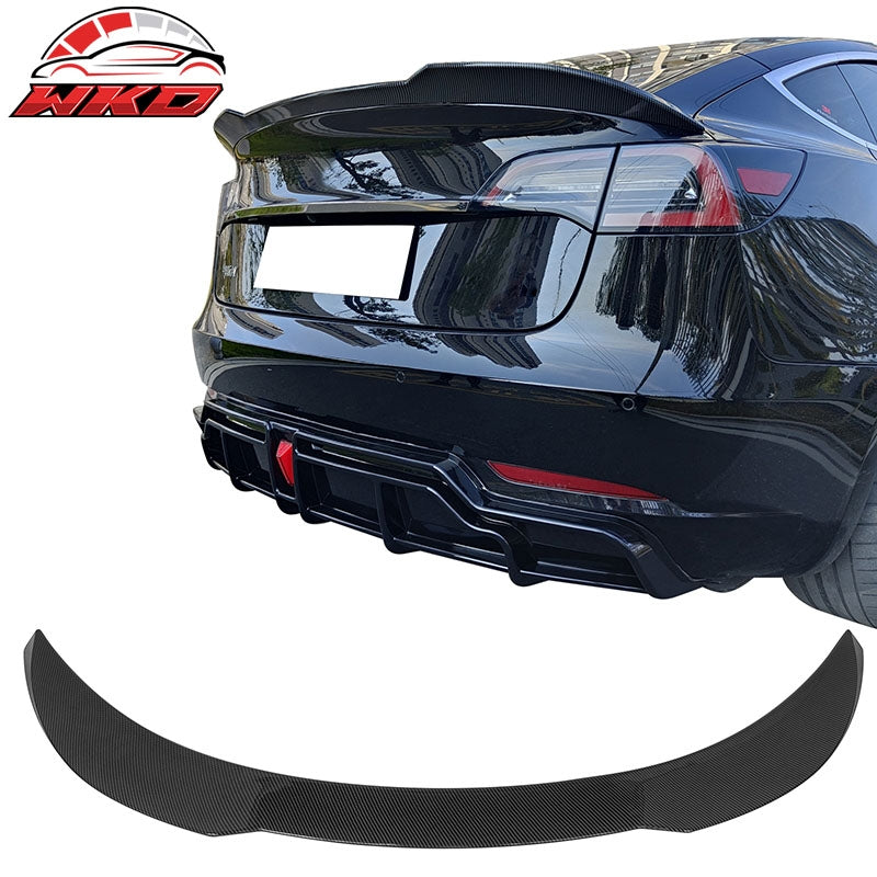 Wholesale 17-26 Tesla Model 3 Performance Rear Trunk Spoiler Wing Carbon Fiber Print