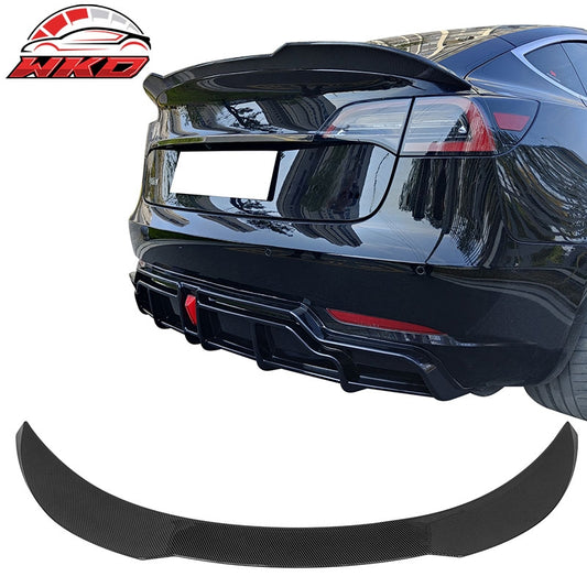 Wholesale 17-26 Tesla Model 3 Performance Rear Trunk Spoiler Wing Carbon Fiber Print