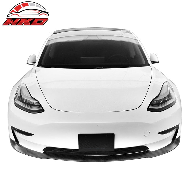 Fit 17-23 Tesla Model 3 RPM Style Front Bumper Lip Spoiler PP Carbon Fiber Print