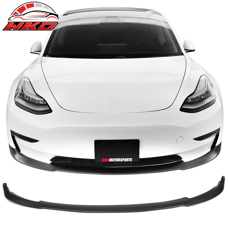 Fits 17-23 Tesla Model 3 RPM Style Front Bumper Lip Spoiler PP Matte Black Kit