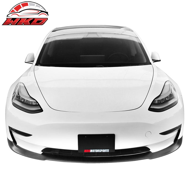 Fits 17-23 Tesla Model 3 RPM Style Front Bumper Lip Spoiler PP Matte Black Kit