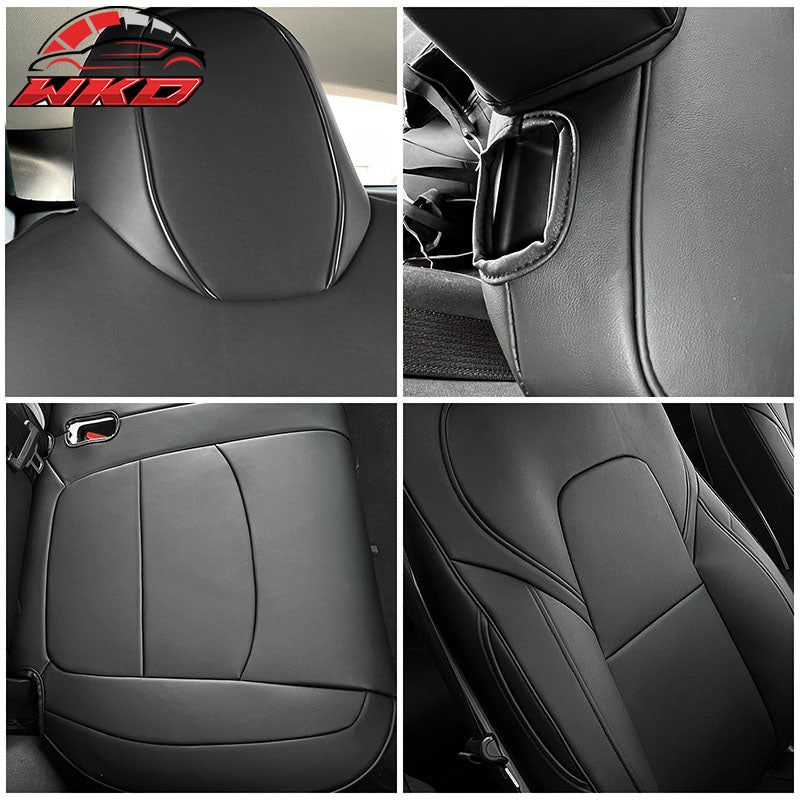 Fits 17-23 Tesla Model 3 4DR 5-Seat Seat Covers Cushion Protector Leather Black