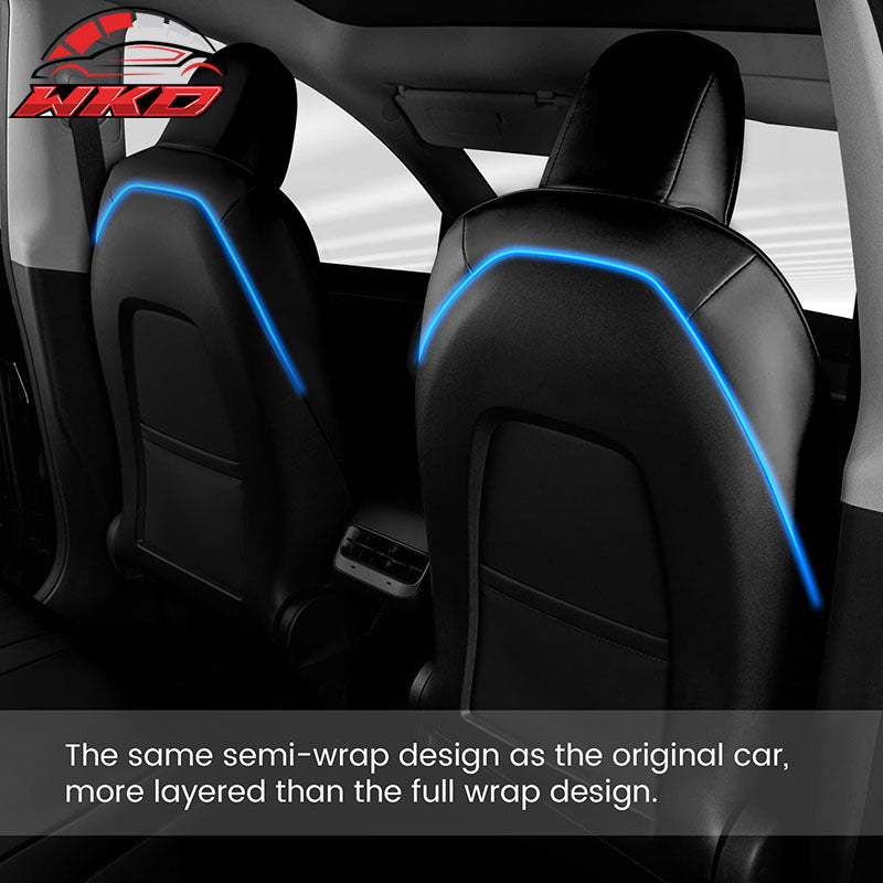Fits 17-23 Tesla Model 3 4DR 5-Seat Seat Covers Cushion Protector Leather Black
