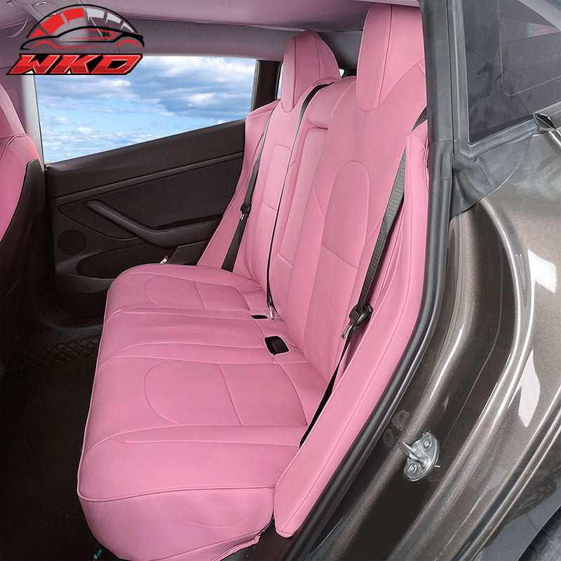 Fits 17-23 Tesla Model 3 4DR 5-Seat Seat Covers Cushion Protector Leather - Pink