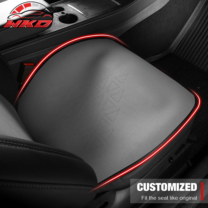 Fits 17-23 Tesla Model 3 V1 Style Seat Cushions Protector Suede Leather Gray