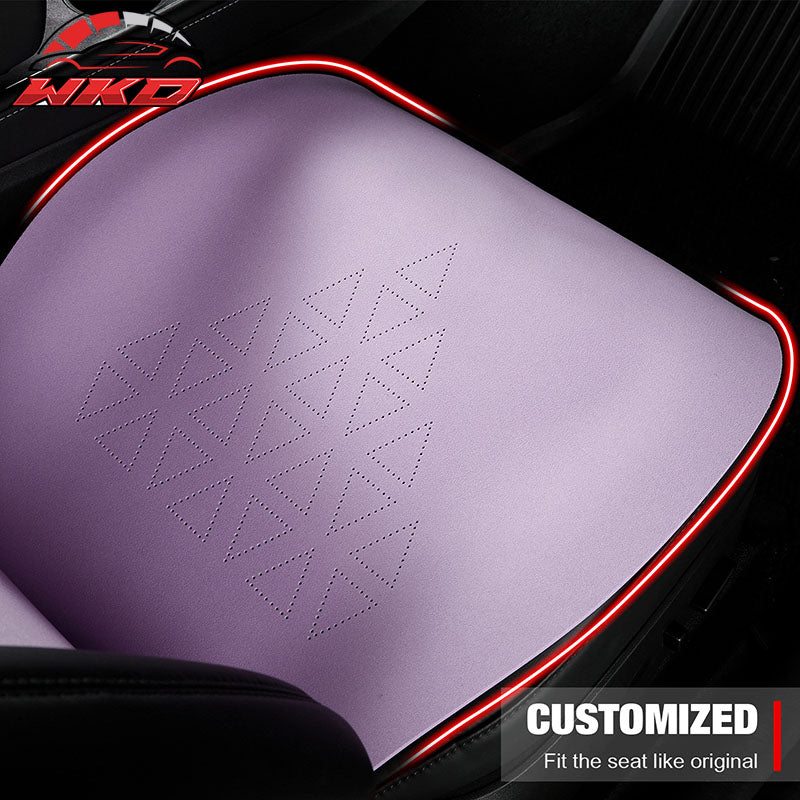 Fits 17-23 Tesla Model 3 V1 Style Seat Cushions Protector Suede Leather Purple