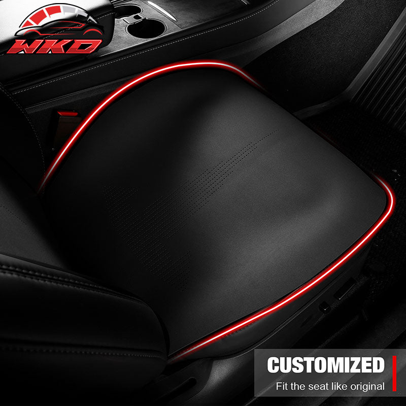 Fits 17-23 Tesla Model 3 V2 Style Seat Cushions Protector Suede Leather Black