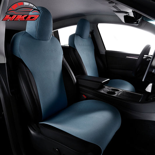 Wholesale 17-23 Tesla Model 3 V2 Style Seat Cushions Protector Suede Leather Blue