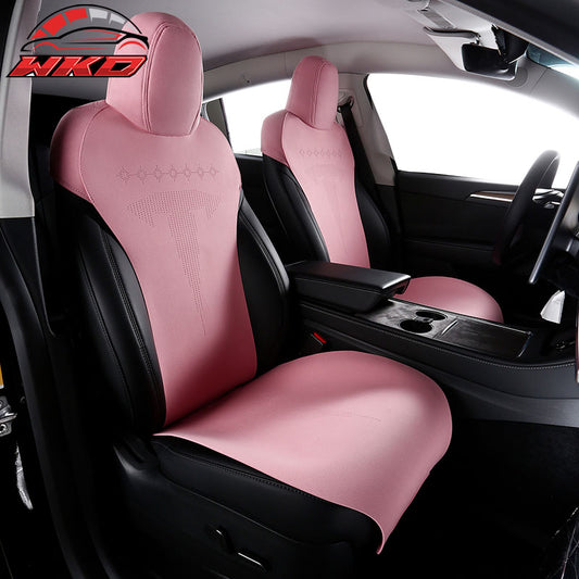 Wholesale 17-23 Tesla Model 3 V2 Style Seat Cushions Protector Suede Leather Pink