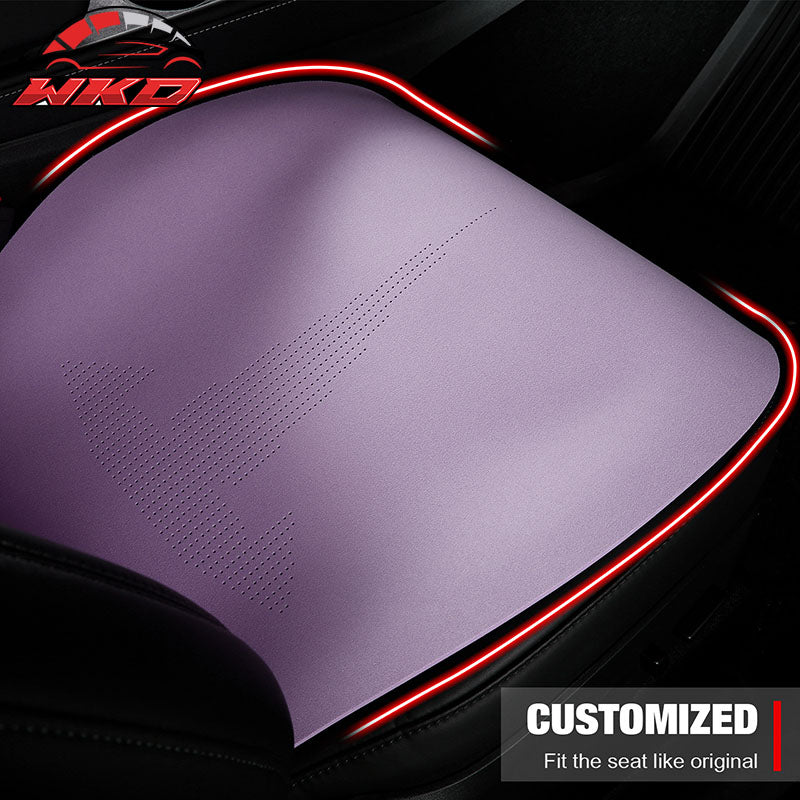 Fits 17-23 Tesla Model 3 V2 Style Seat Cushions Protector Suede Leather Purple