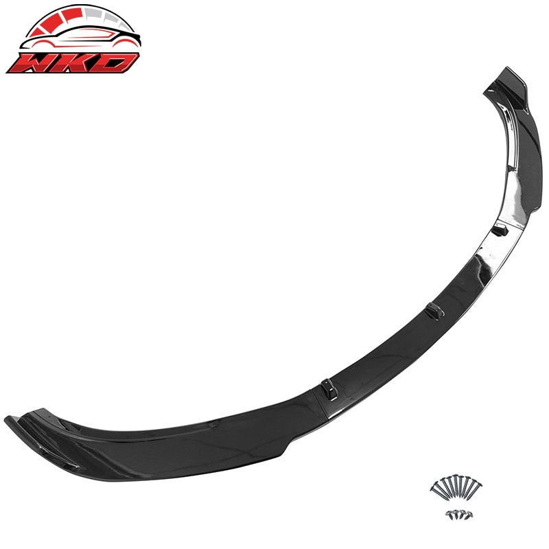 Fits 17-23 Tesla Model 3 Sedan IKON Style Front Bumper Lip PP Gloss Black - 3PCS