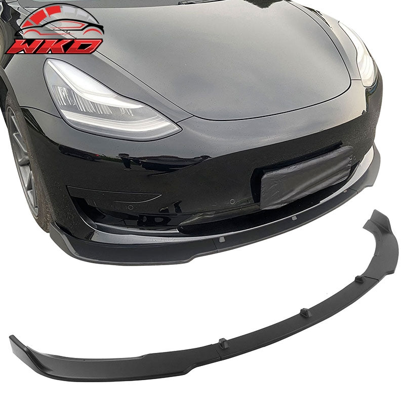 Wholesale 17-23 Tesla Model 3 Sedan IKON Style Front Bumper Lip PP Matte Black - 3PCS