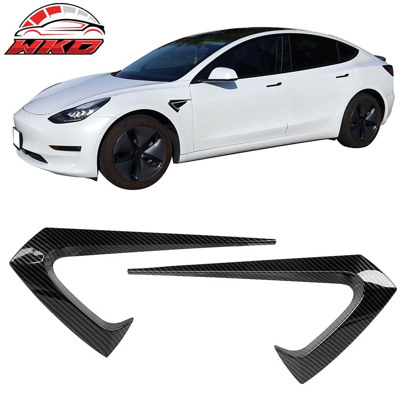 Fits 17-23 Tesla Model 3 Side Fender Camera Vent Cover Trim Carbon Fiber Print