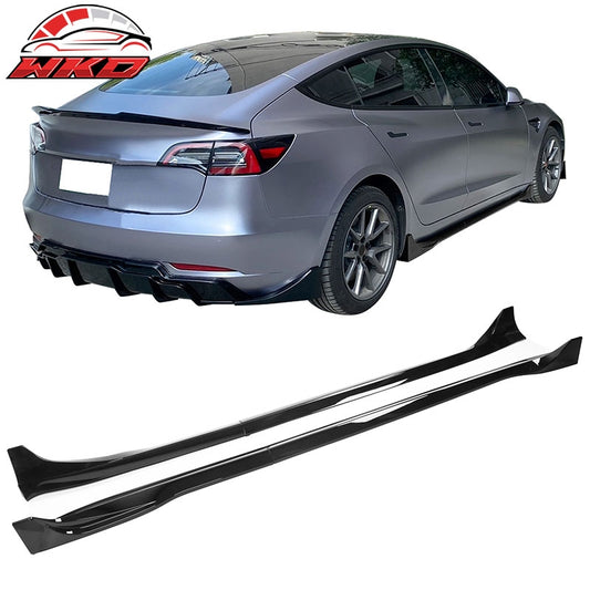Wholesale 17-26 Tesla Model 3 Side Skirt Rocker Panel 4PCS Gloss Black Extension Kit
