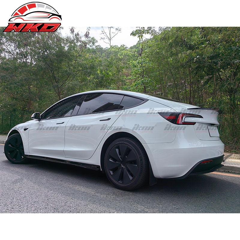 Fits 17-26 Tesla Model 3 IKON Style 2PCS Side Skirts Extension PP Gloss Black