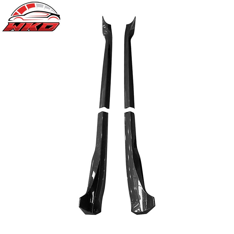 Fits 17-26 Tesla Model 3 Carbon Fiber Print Side Skirts ABS 4PCS