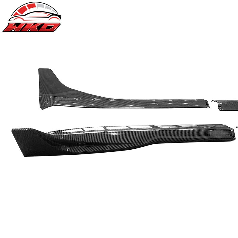 Fits 17-26 Tesla Model 3 Carbon Fiber Print Side Skirts ABS 4PCS