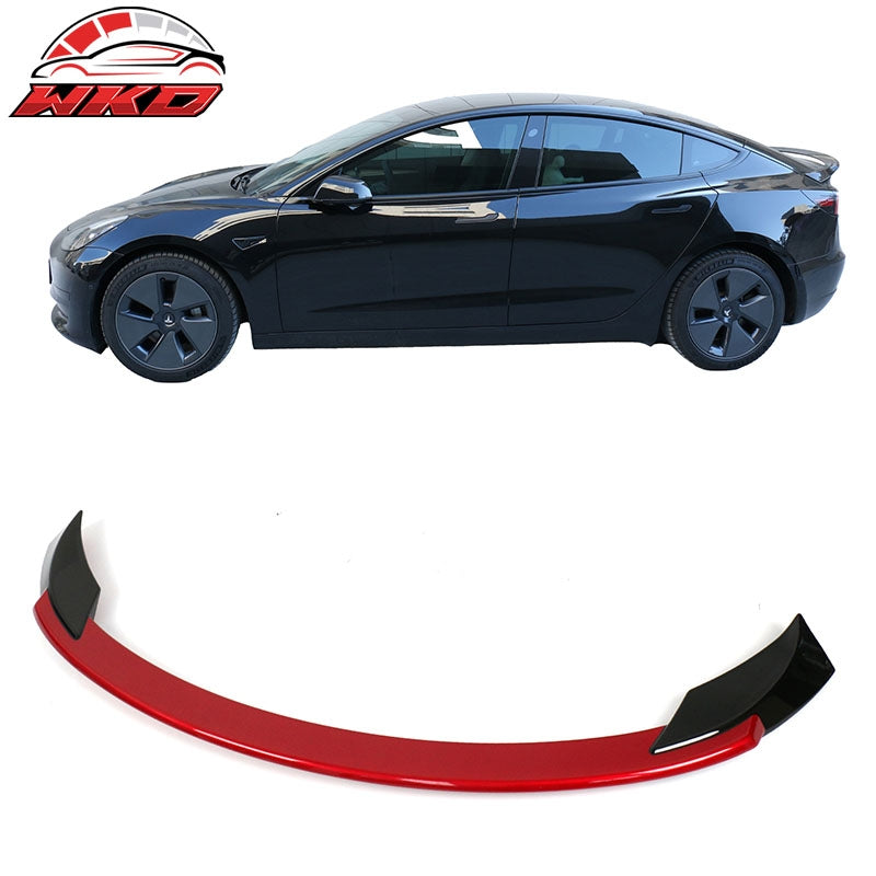 For 17-26 Tesla Model 3 Sport Style Trunk Spoiler Wing Lip Gloss Black & Red ABS