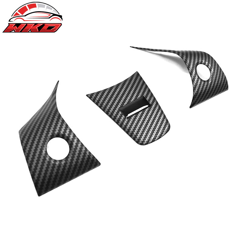 Fits 17-23 Tesla Model 3 & 20-25 Y Steering Wheel Cover Matte Carbon Fiber Print
