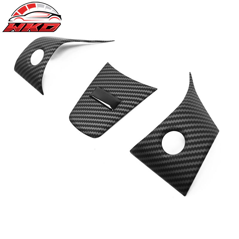 Fits 17-23 Tesla Model 3 & 20-25 Y Steering Wheel Cover Matte Carbon Fiber Print