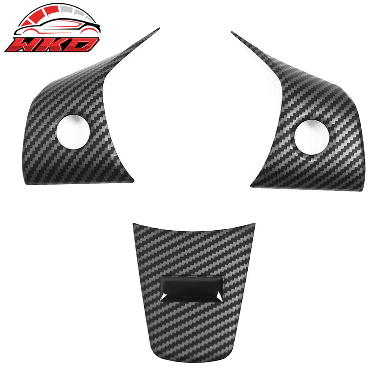 Fits 17-23 Tesla Model 3 & 20-25 Y Steering Wheel Cover Matte Carbon Fiber Print