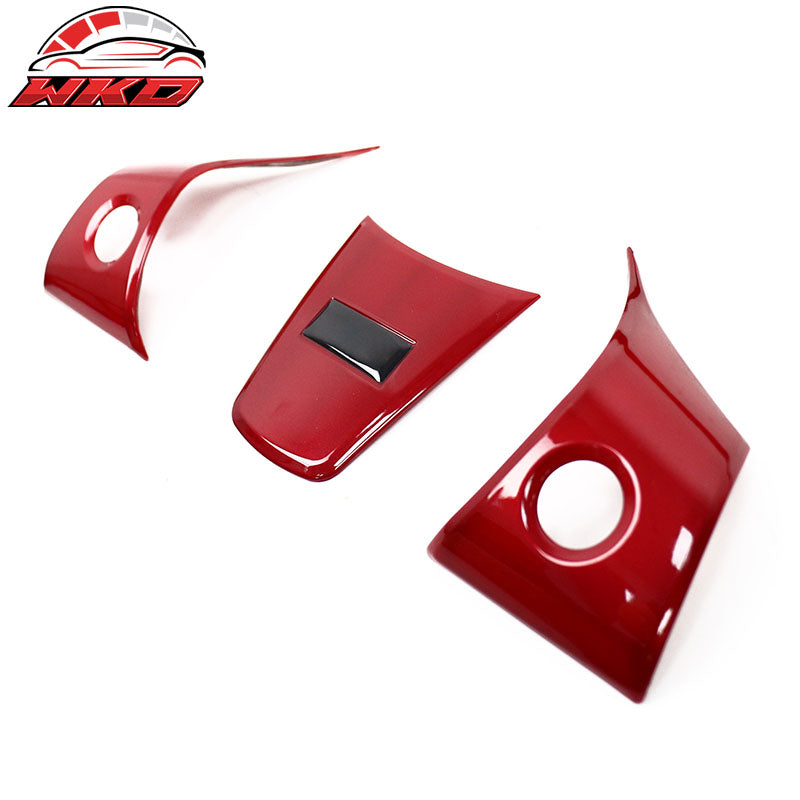 Fits 17-23 Tesla Model 3 & 20-25 Y Steering Wheel Cover Trim Accessory Red ABS