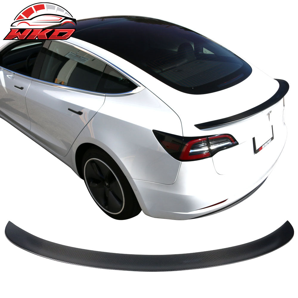 Fits 17-23 Tesla Model 3 IKON Style Trunk Spoiler Wing - Matte Carbon Fiber