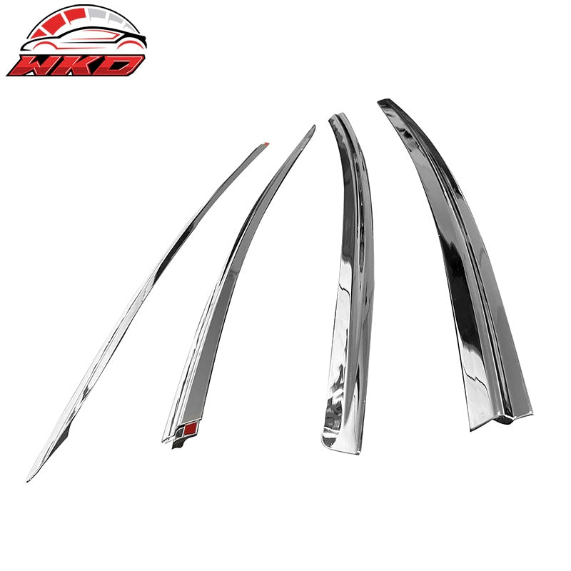 For 17-26 Tesla Model 3 ABS Tape-on Window Visor Sun Rain Guard 4PCS Chrome