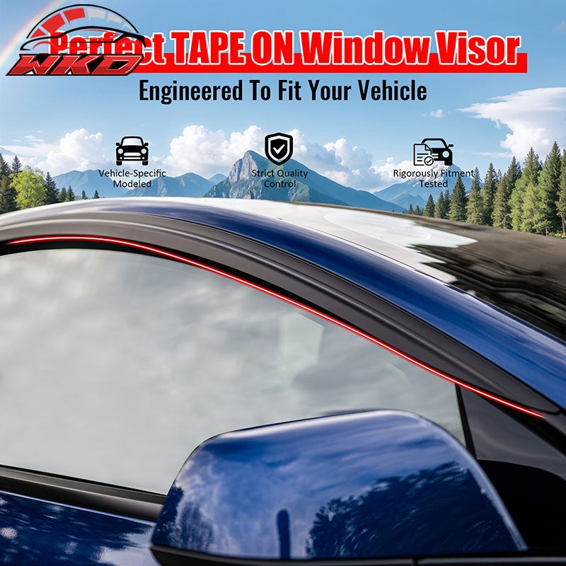 For 17-26 Tesla Model 3 ABS Tape-on Window Visor Sun Rain Guard 4PCS Matte Black
