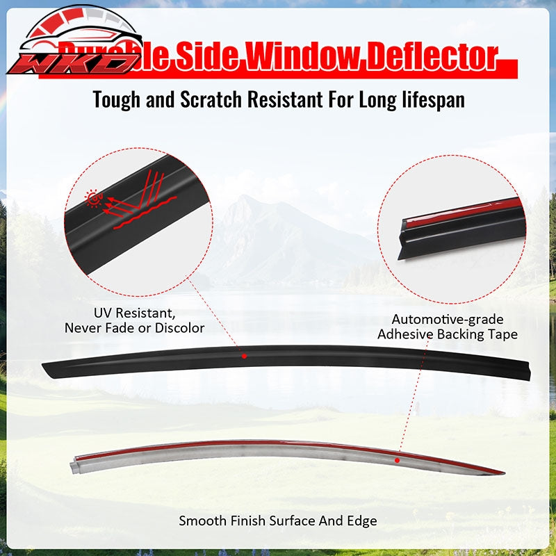 For 17-26 Tesla Model 3 ABS Tape-on Window Visor Sun Rain Guard 4PCS Matte Black