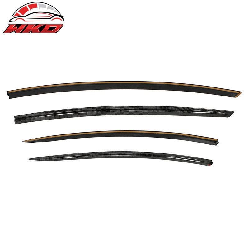 Fits 17-26 Tesla Model 3 Window Visors Sun Rain Guards Gloss Carbon Fiber Print