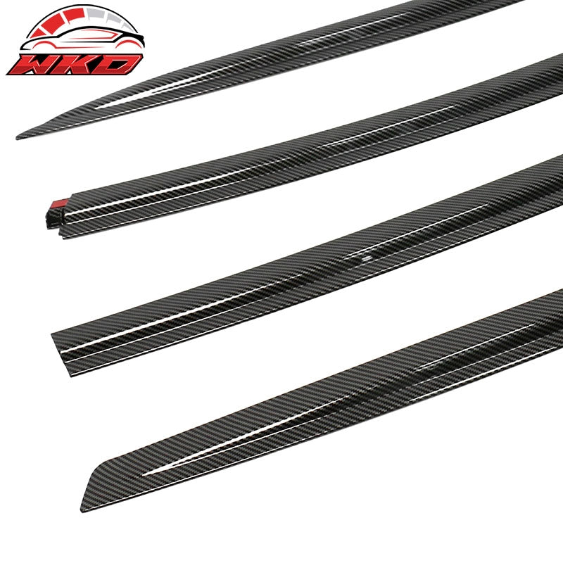 Fits 17-26 Tesla Model 3 Window Visors Sun Rain Guards Gloss Carbon Fiber Print