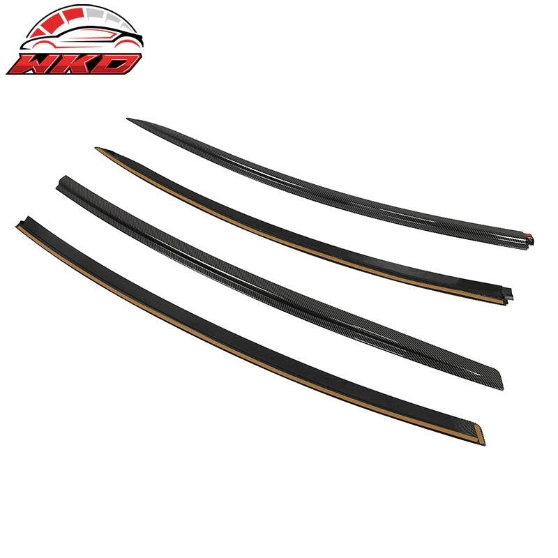 Fits 17-26 Tesla Model 3 Window Visors Sun Rain Guards Gloss Carbon Fiber Print